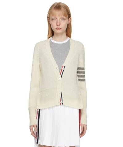 Thom Browne Off-White Classic V-Neck 4-Bar Cardigan
