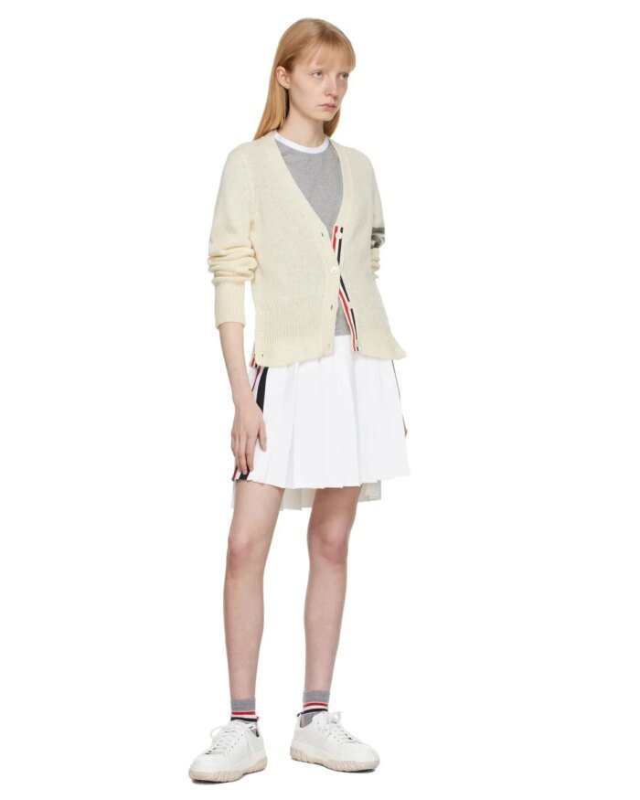Thom Browne Off-White Classic V-Neck 4-Bar Cardigan