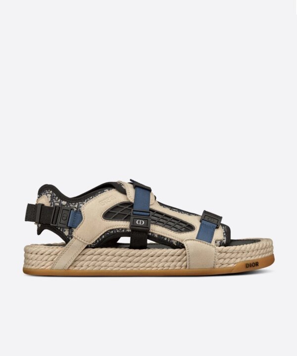 Dior Atlas Men's Sandal Oblique Jacquard with Beige Suede