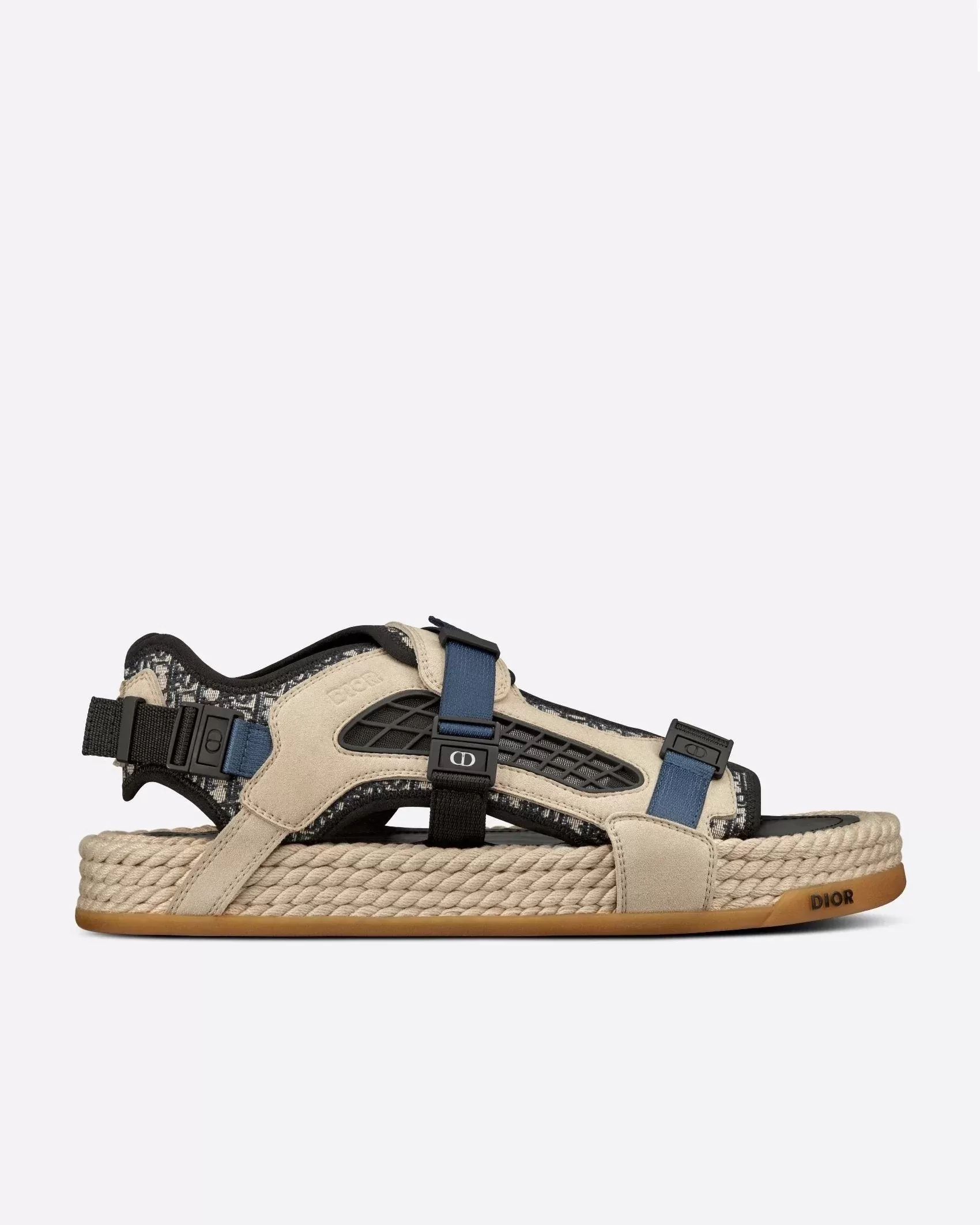 Dior Atlas Men's Sandal Oblique Jacquard with Beige Suede