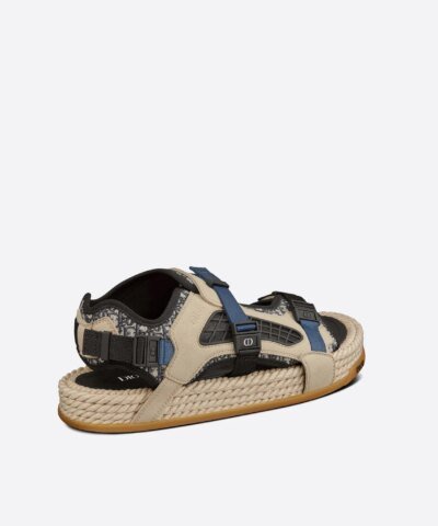 Dior Atlas Men's Sandal Oblique Jacquard with Beige Suede