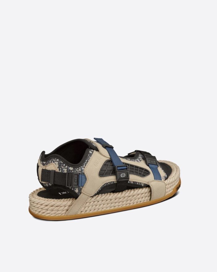 Dior Atlas Men's Sandal Oblique Jacquard with Beige Suede