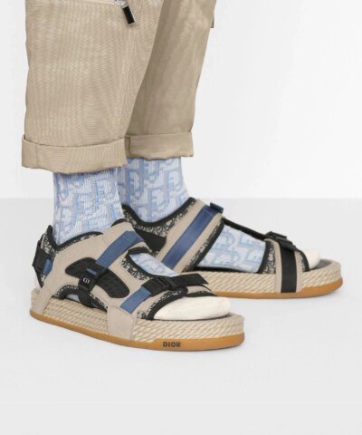 Dior Atlas Men's Sandal Oblique Jacquard with Beige Suede