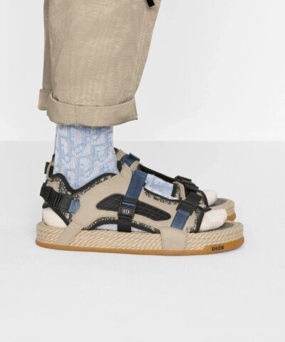 Dior Atlas Men's Sandal Oblique Jacquard with Beige Suede