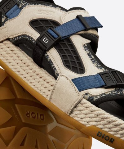 Dior Atlas Men's Sandal Oblique Jacquard with Beige Suede