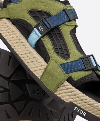 Dior Atlas Men's Sandal Black Neoprene And Khaki Suede