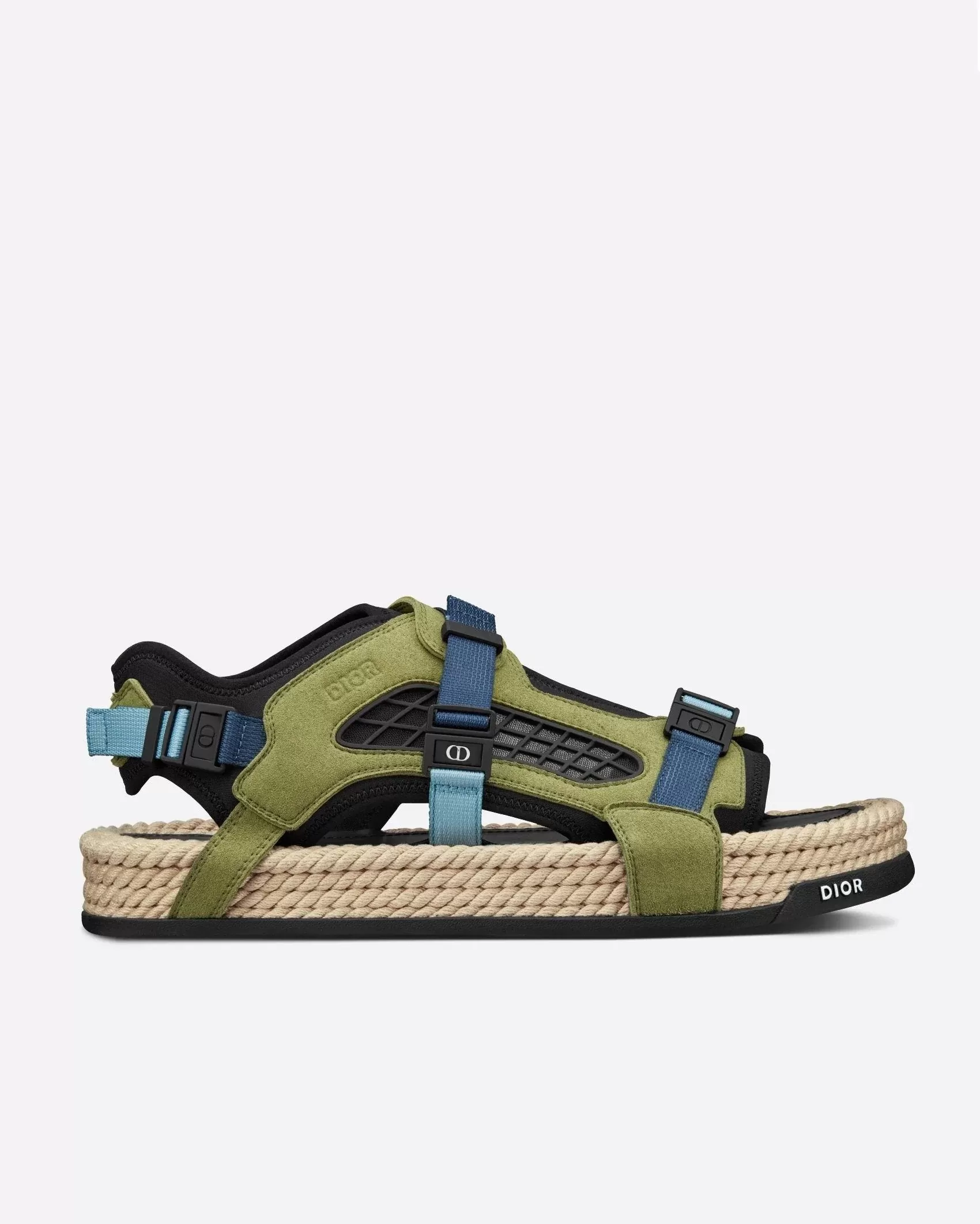 Dior Atlas Men's Sandal Black Neoprene And Khaki Suede