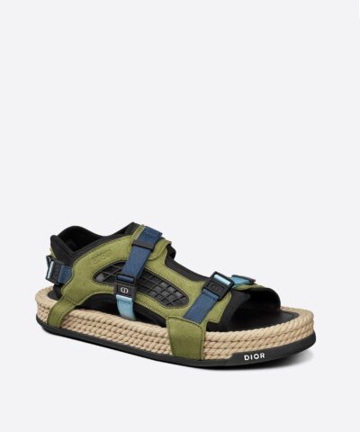Dior Atlas Men's Sandal Black Neoprene And Khaki Suede