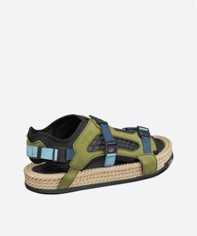 Dior Atlas Men's Sandal Black Neoprene And Khaki Suede