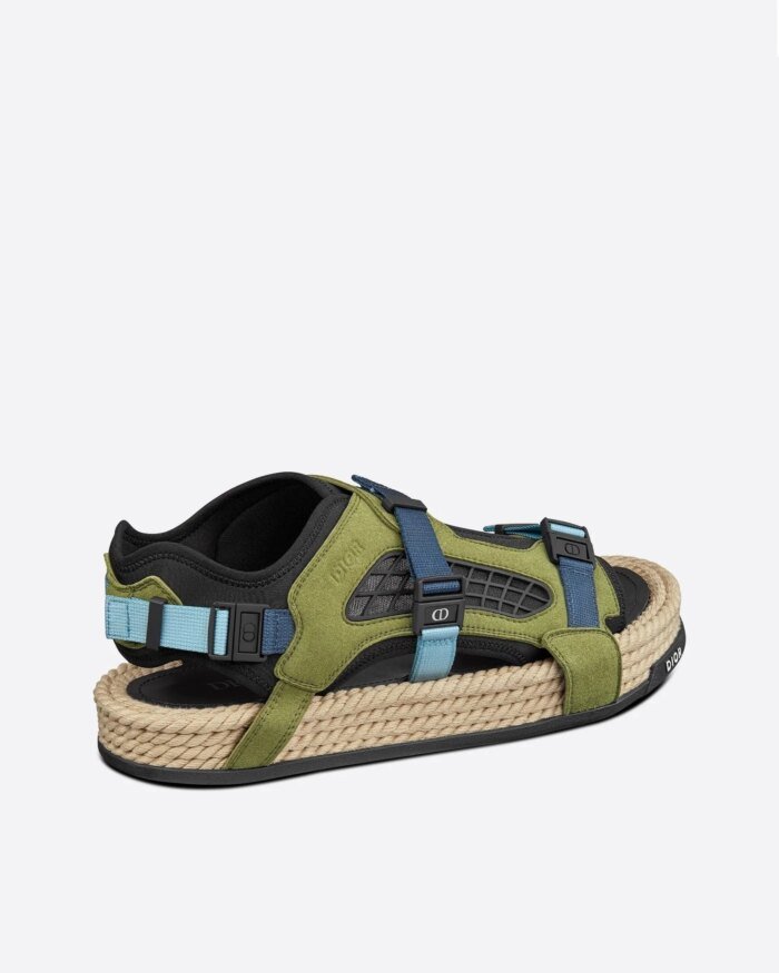 Dior Atlas Men's Sandal Black Neoprene And Khaki Suede