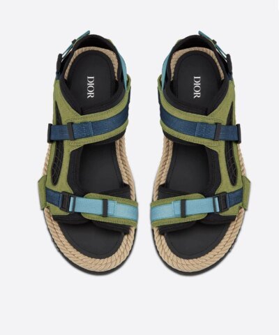 Dior Atlas Men's Sandal Black Neoprene And Khaki Suede