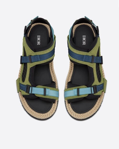 Dior Atlas Men's Sandal Black Neoprene And Khaki Suede