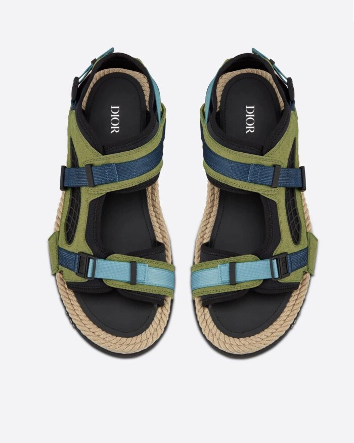 Dior Atlas Men's Sandal Black Neoprene And Khaki Suede