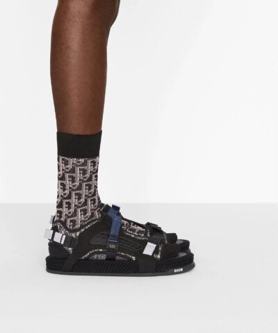 Dior Atlas Men's Sandal Black Jacquard And Black Suede