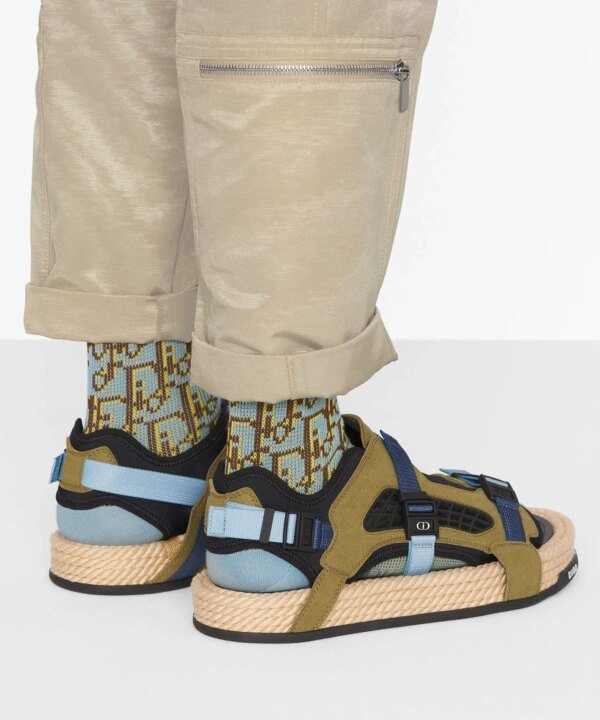 Dior Atlas Men's Sandal Black Neoprene And Khaki Suede