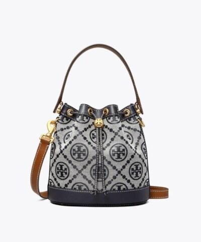 Tory Burch T Monogram Jacquard Bucket Bag, Tory Navy