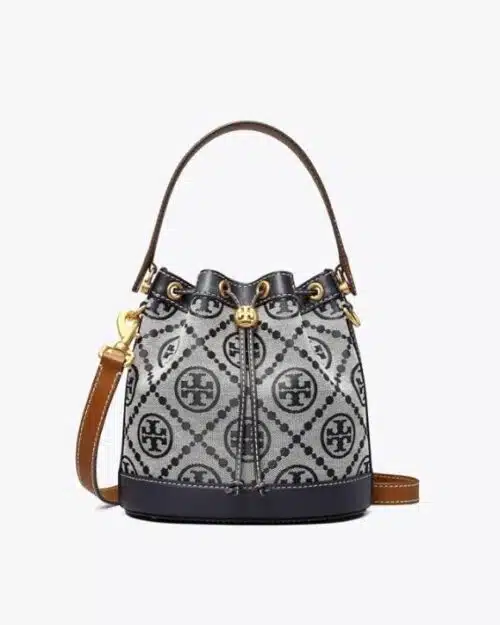 Tory Burch T Monogram Jacquard Bucket Bag, Tory Navy