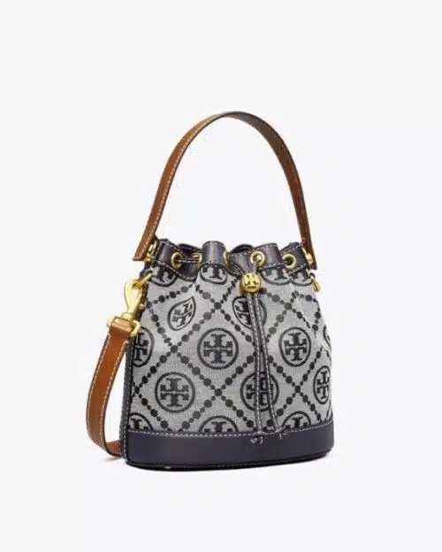 Tory Burch T Monogram Jacquard Bucket Bag, Tory Navy