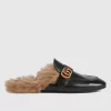 Gucci Women's Princetown Leather Slipper With Double G