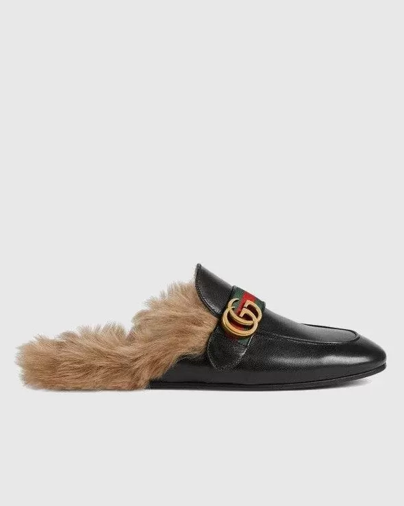 Gucci Women's Princetown Leather Slipper With Double G