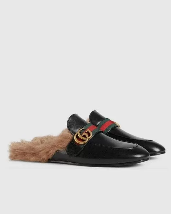 Gucci Women's Princetown Leather Slipper With Double G