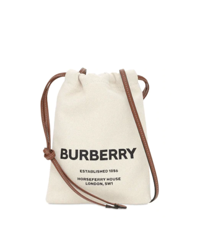 Burberry Logo Print Canvas Pouch Bag