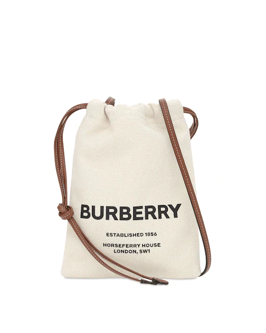 Burberry Logo Print Canvas Pouch Bag