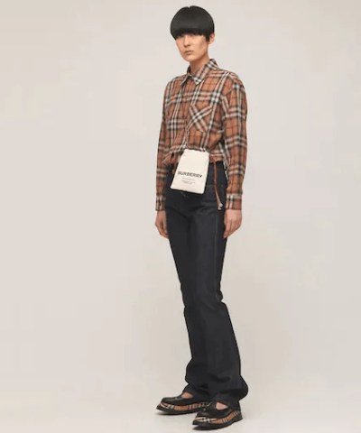 Burberry Logo Print Canvas Pouch Bag