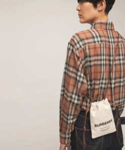 Burberry Logo Print Canvas Pouch Bag