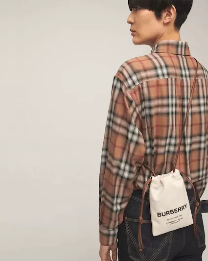 Burberry Logo Print Canvas Pouch Bag