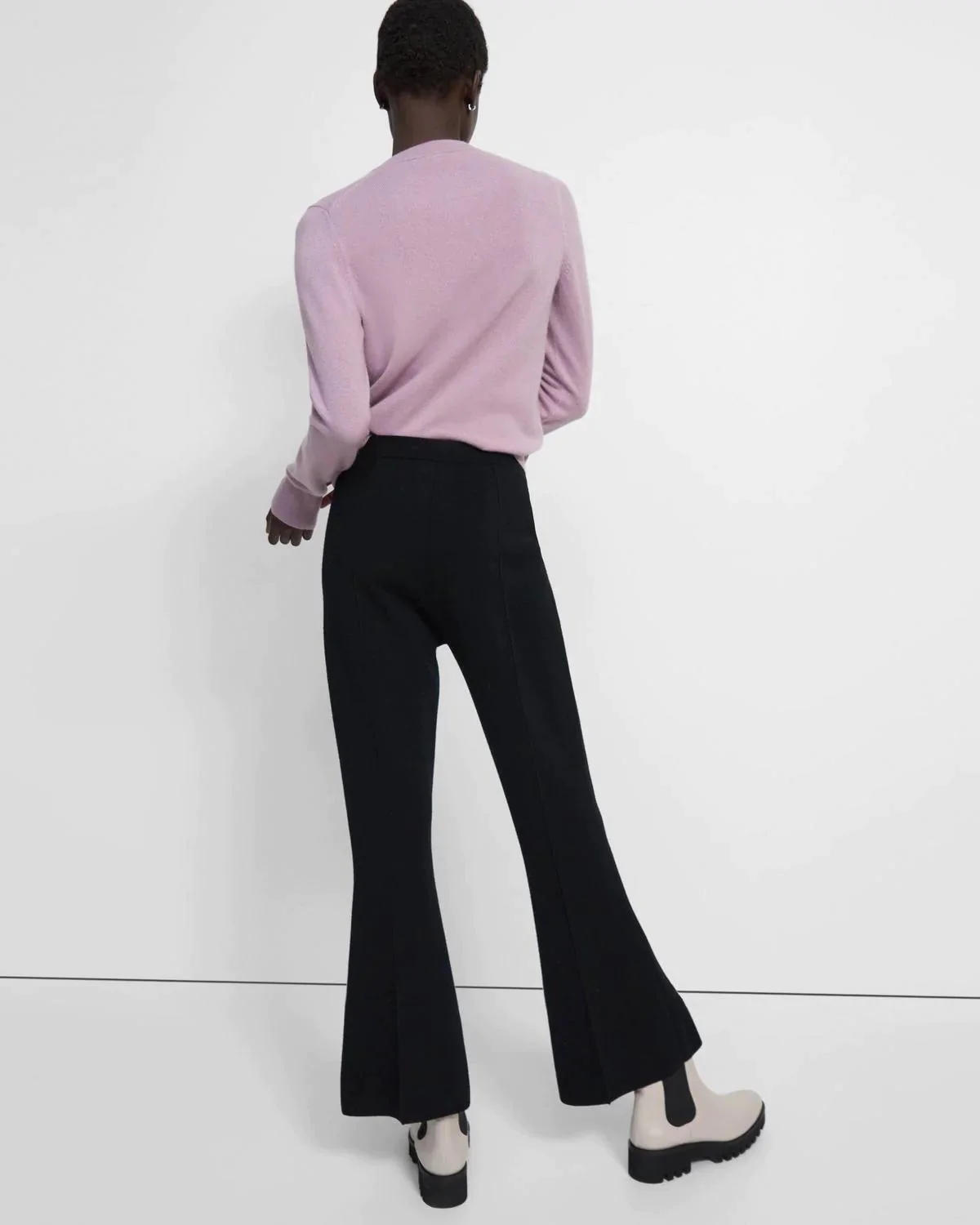 Theory Flare Pant in Empire Wool, Black