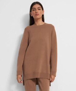 Theory Knit Tunic In Empire Wool, Light Camel