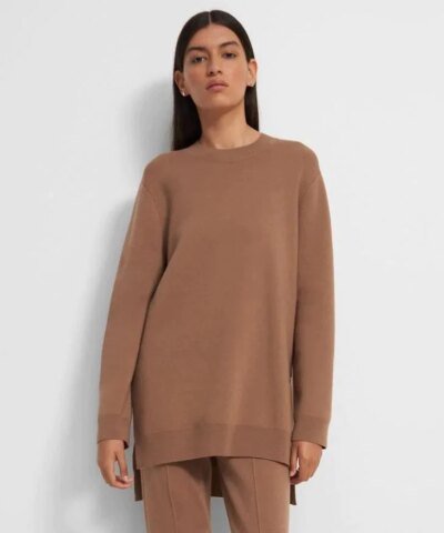 Theory Knit Tunic In Empire Wool, Light Camel