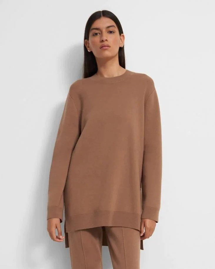 Theory Knit Tunic In Empire Wool, Light Camel