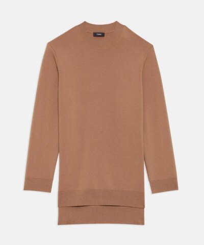 Theory Knit Tunic In Empire Wool, Light Camel