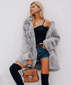 Simplee Hood Faux Fur Coat