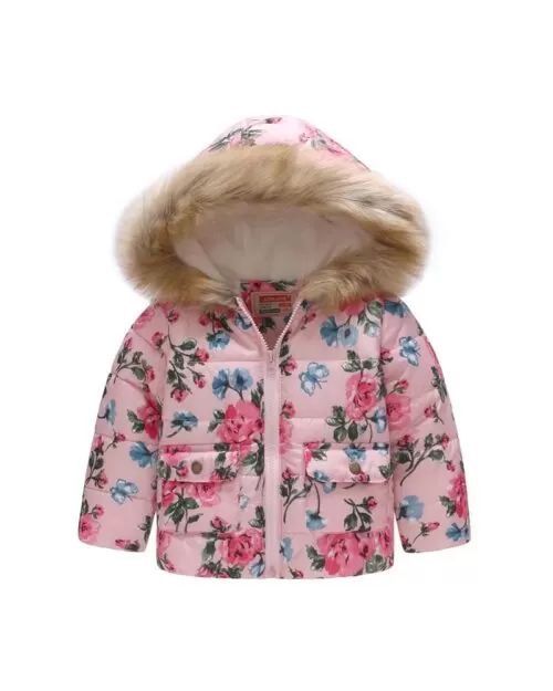 Jomake Girl's Fur Hooded Quilted Jacket