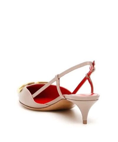 Valentino Garavani Go Logo Slingback Kitten-Heel Pumps. Black