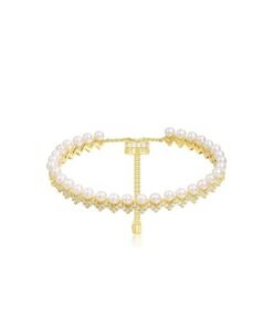 Apm Monaco Adjustable Up And Down Bracelet Whit Pearls