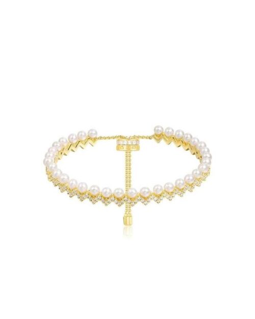 Apm Monaco Adjustable Up And Down Bracelet Whit Pearls