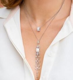 Apm Monaco PRECIEUSE necklace with baguette stone loop pendant 