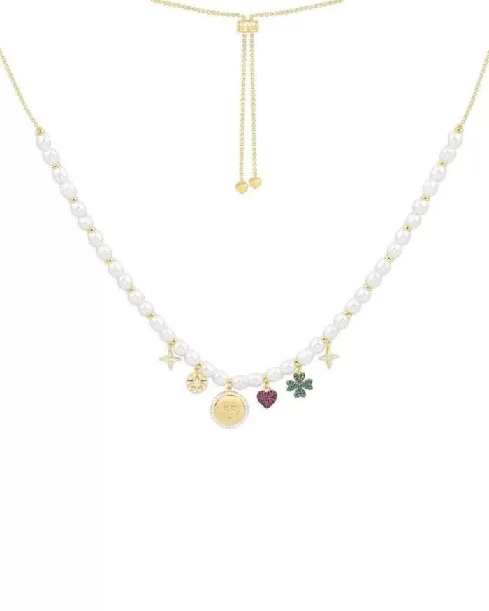 Apm Monaco Pearl & Lucky Charm Adjustable Necklace