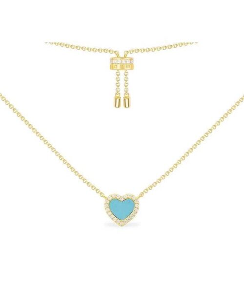 Apm Monaco Lagoon Blue Heart Pendant Adjustable Necklace