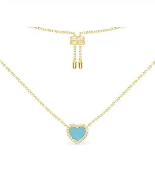 Apm Monaco Lagoon Blue Heart Pendant Adjustable Necklace