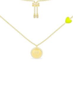 Apm Monaco Neon Yellow Heart & Happy Face Adjustable Necklace