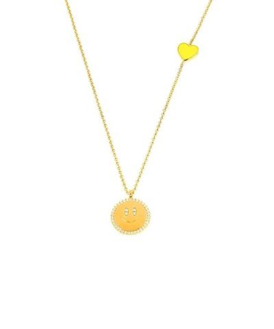 Apm Monaco Neon Yellow Heart & Happy Face Adjustable Necklace
