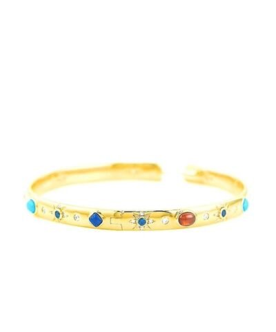 Apm Monaco Large Multicolor Stone Hoop Earrings