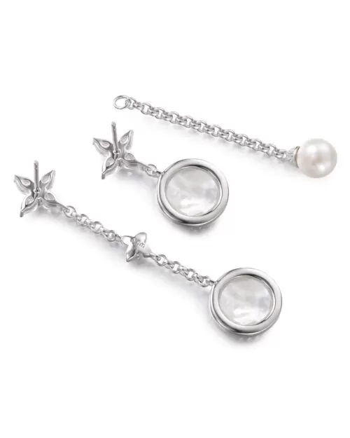 Apm Monaco Asymmetric Eternelle Dropping Earrings With Pearl And Mother Of Pearl