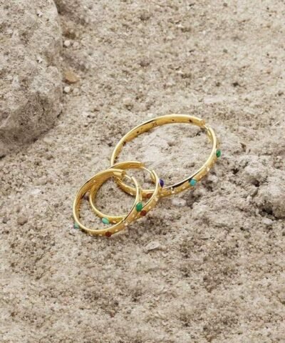 Apm Monaco Large Multicolor Stone Hoop Earrings
