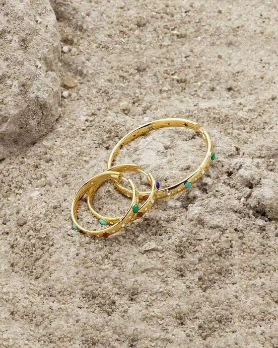 Apm Monaco Large Multicolor Stone Hoop Earrings